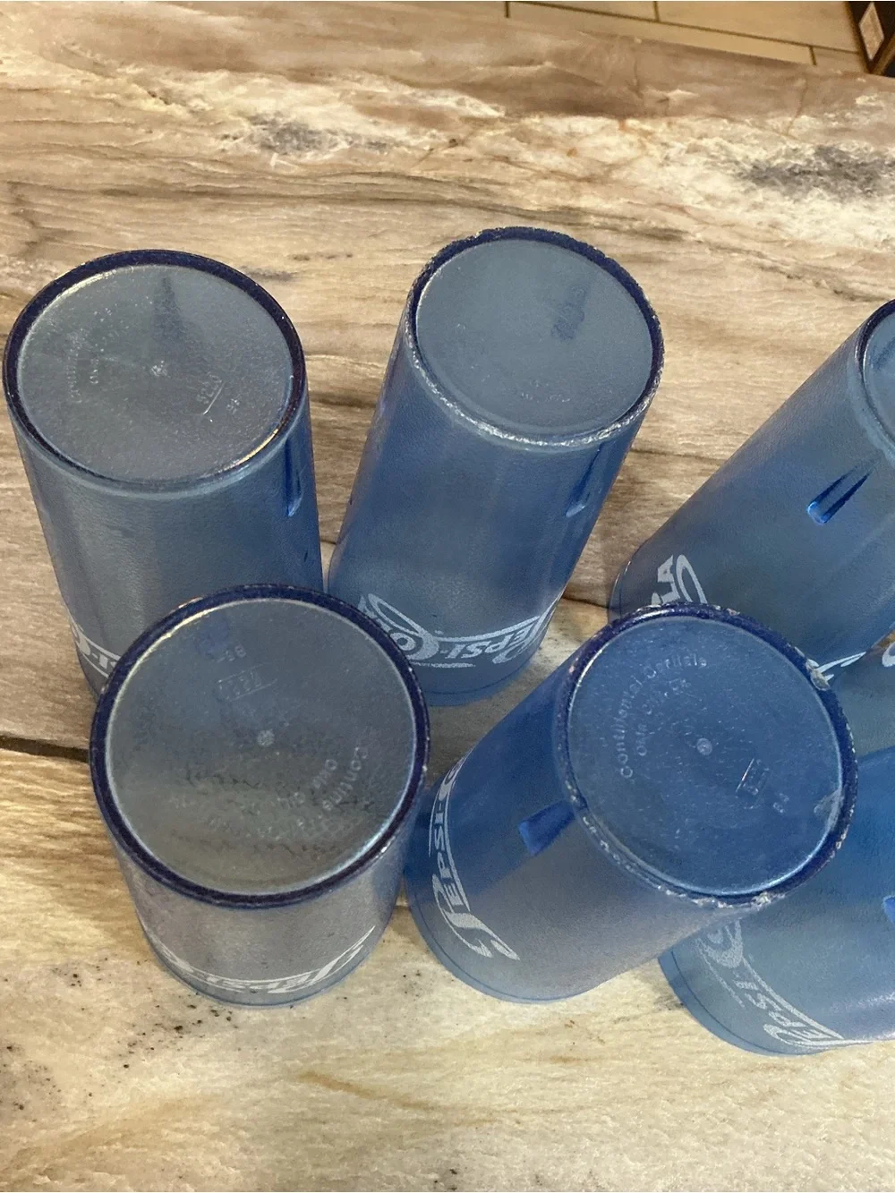 Set of 7 Vintage Pepsi-Cola Blue Restaurant Tumblers 20 oz Retro Diner Cups